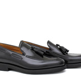 Mocassino sfoderato con mappine in vitello spazzolato nero con fondo in gomma leggera 7637CHNE 999 ROSSI 
