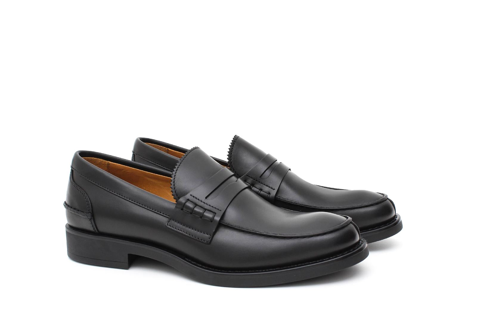 Mocassino College stile inglese in vitello naturale nero fondo gomma 5316GSENE 307 ROSSI 