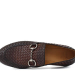 Mocassino lavorazione a sacchetto intero in vitello intrecciato marrone con fondo in cuoio antiscivolo cucito blake 268VCCA 353 ROSSI 