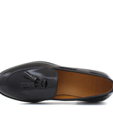Mocassino donna con mappine in vitello spazzolato nero con fondo cuoio antiscivolo D204CALNE 5 ROSSI 