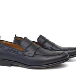 Mocassino in vitello naturale blu sfumato con fondo in gomma cucito blake 9640GDIXBLU 152 ROSSI 