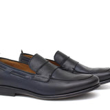 Mocassino in vitello naturale blu sfumato con fondo in gomma cucito blake 9640GDIXBLU 152 ROSSI 