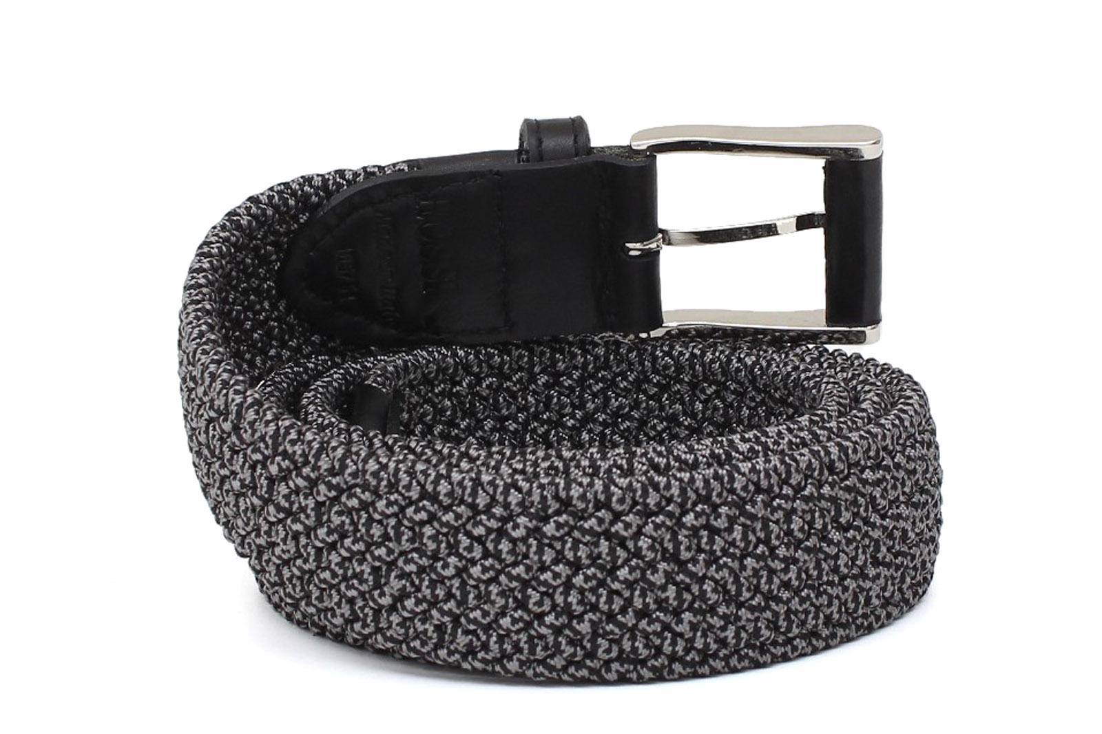 Cintura intrecciata elasticizzata nel colore grigio/nero  con fibbia h 35 in nikel F0438NKEPNE 70 ROSSI 