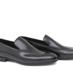 Mocassino in vitello spazzolato lucido colore nero con fondo in cuoio 1452TN 200 ROSSI 