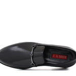 Mocassino con accessorio in vitello spazzolato nero con fondo in cuoio 621TNER 396 ROSSI 