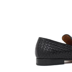 Mocassino lavorazione a sacchetto intero in vitello intrecciato nero con fondo in cuoio antiscivolo cucito blake 268VCNE 251 ROSSI 