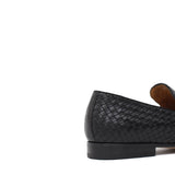 Mocassino lavorazione a sacchetto intero in vitello intrecciato nero con fondo in cuoio antiscivolo cucito blake 268VCNE 251 ROSSI 