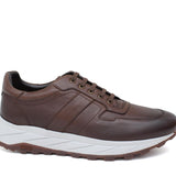 Sneaker in vitello naturale color marrone sfumato e fondo in gomma leggera vibram 1255VCAS 1147 ROSSI 