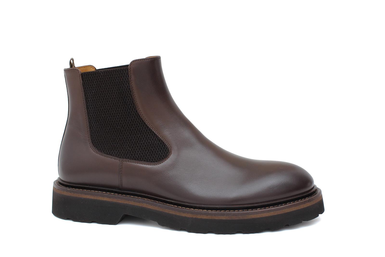 Stivaletto beatles in vitello  marrone sfumato e fondo in gomma leggera 9154CTPSMM 401 ROSSI 