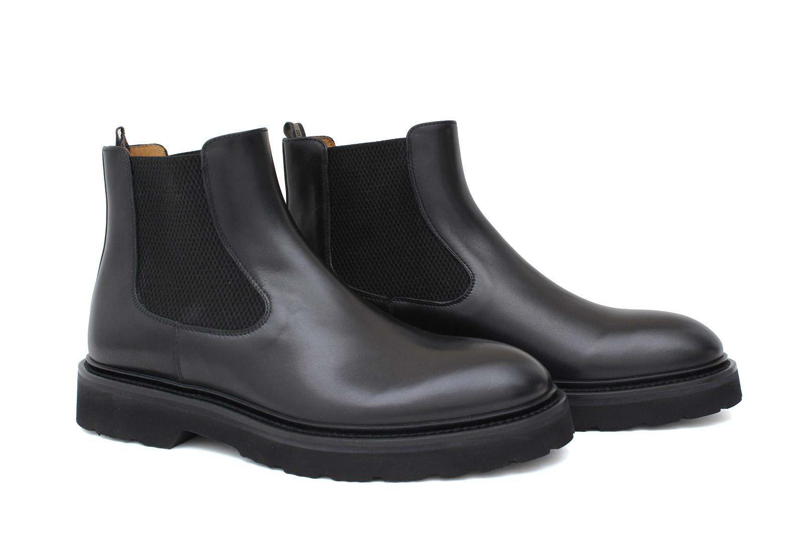 Stivaletto beatles in vitello a fiore nero e fondo in gomma leggera 9154CTPSN 1032 ROSSI 