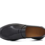 Mocassino in vitello sfoderato spazzolato nero con fondo gomma leggera 1076CNER 1095 ROSSI 