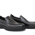 Mocassino in vitello spazzolato nero e fondo in gomma leggera 1204CNER 178 ROSSI 