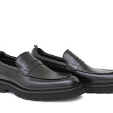 Mocassino in vitello spazzolato nero e fondo in gomma leggera 1204CNER 178 ROSSI 