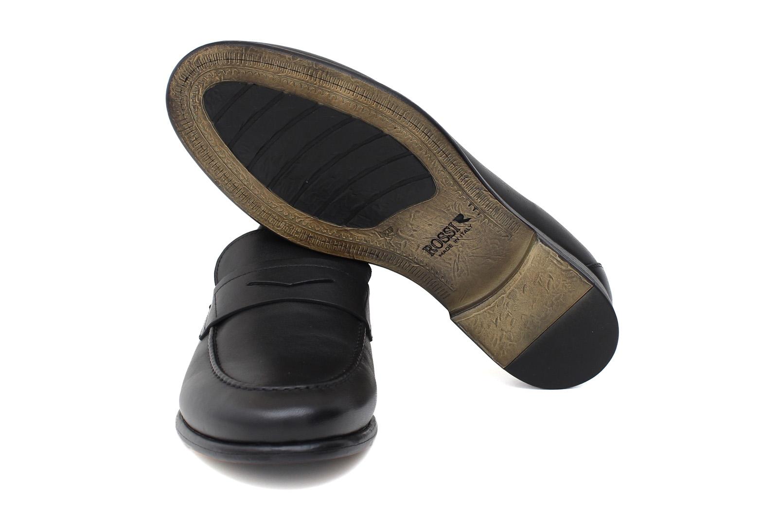 Mocassino in vitello naturale nero con fondo in gomma cucito 1457CDIXNE 274 ROSSI 