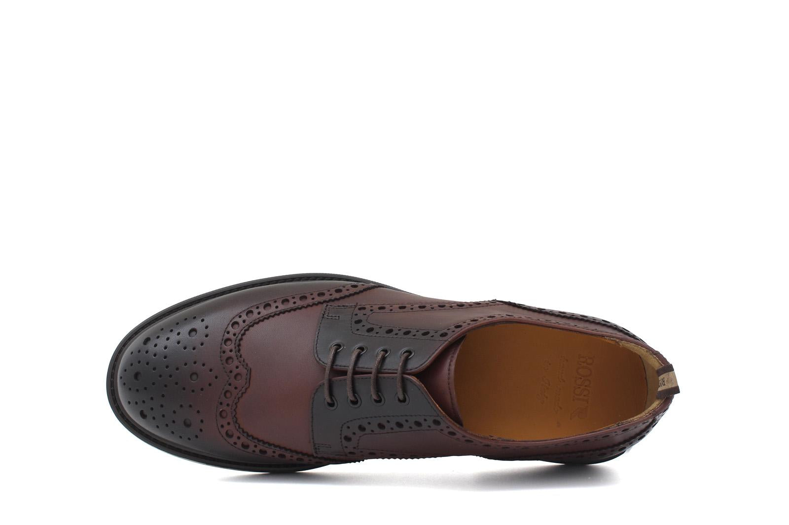 Derby stile inglese in vitello anticato marrone con fondo in gomma 164GR246BM 1067 ROSSI 