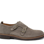 Monkstrap in camoscio color tortora con fondo in gomma poraosa cucita 8707FLOC 48 ROSSI 