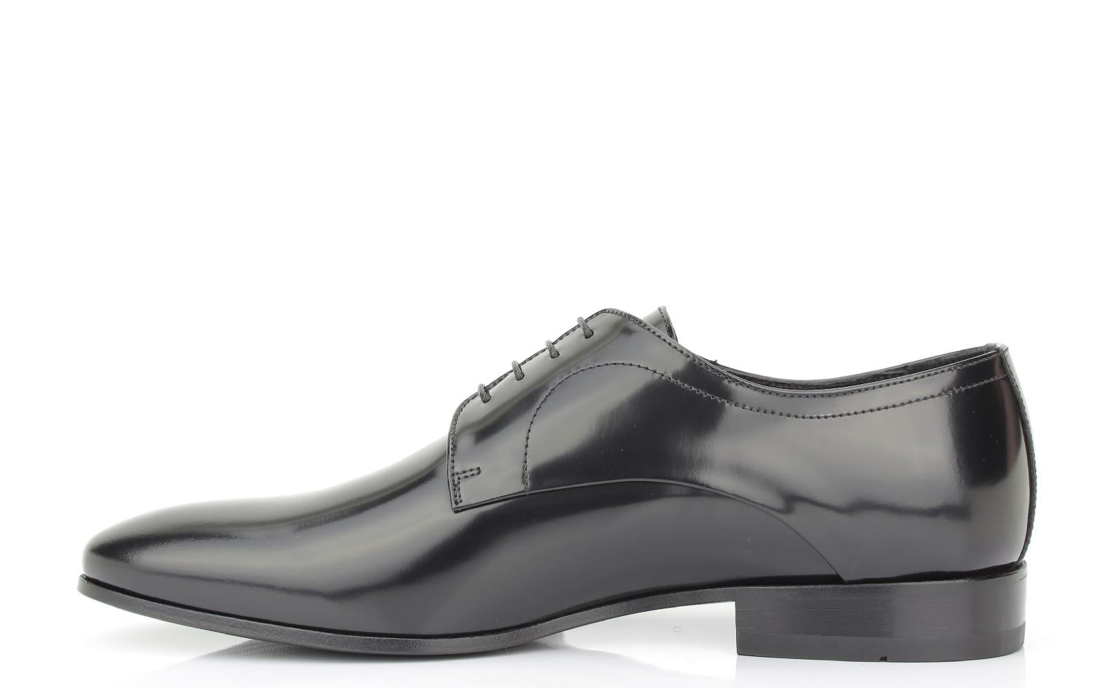 Derby in vitello spazzolato nero scuro con fondo in cuoio 4704TINER 306 ROSSI 