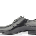 Derby in vitello spazzolato nero scuro con fondo in cuoio 4704TINER 306 ROSSI 