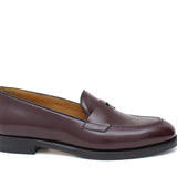 Mocassino donna con bandina in vitello spazzolato prugna e fondo in cuoio 1/2 gomma D205CPBOR 27 ROSSI 