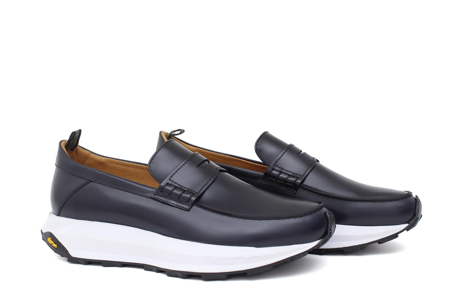 Mocassino sportivo in vitello spazzolato blu con fondo vibram leggero 277CB 20 ROSSI 