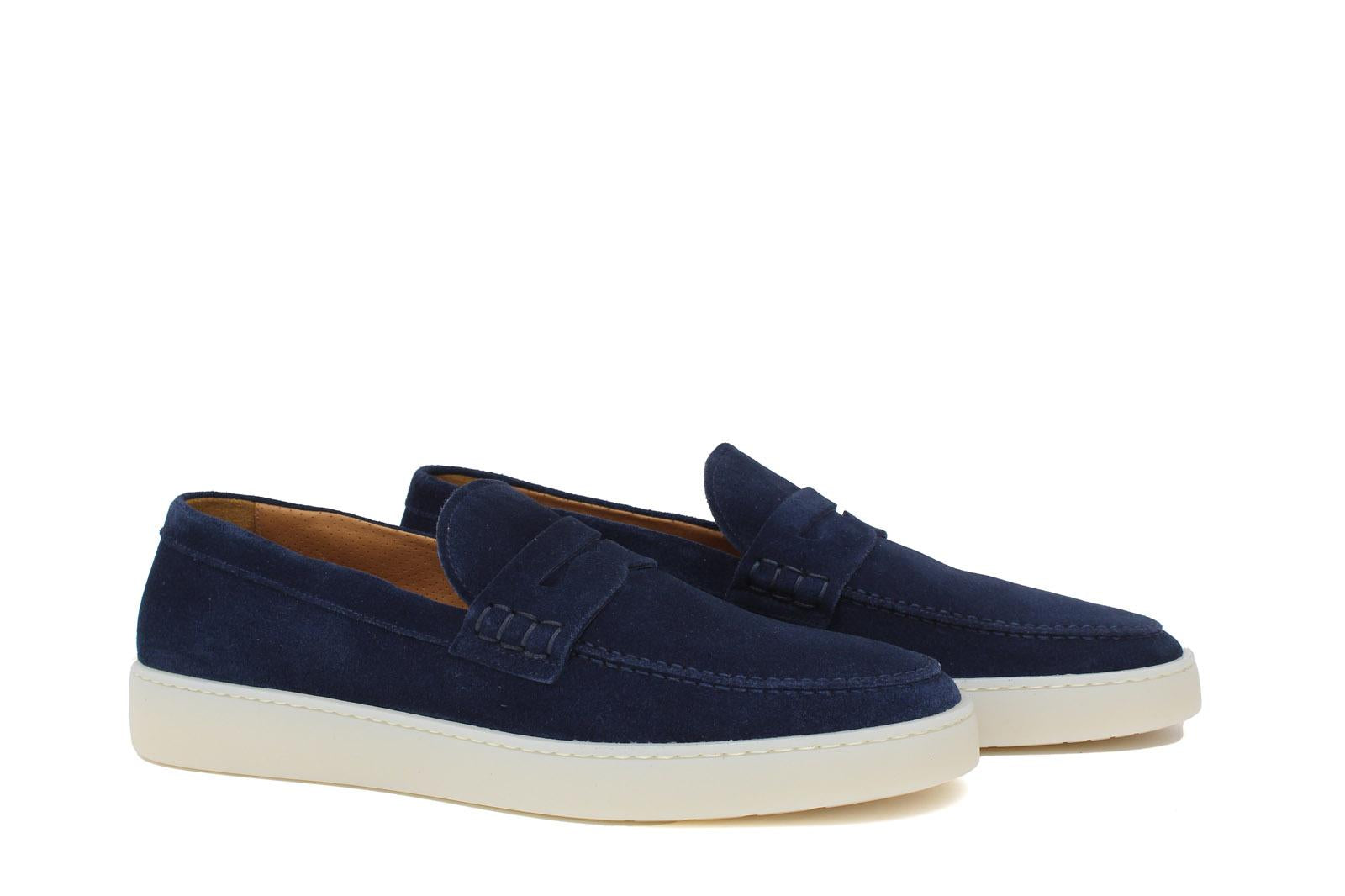 Slip-on in camoscio navy con fondo in gomma cucito 645FLOOLT 1132 ROSSI 