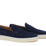 Slip-on in camoscio navy con fondo in gomma cucito 645FLOOLT 1132 ROSSI 