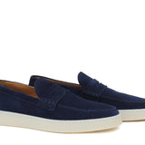 Slip-on in camoscio navy con fondo in gomma cucito 645FLOOLT 1132 ROSSI 