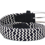 Cinta h35 con fibbia nikel satinato con intreccio elasticizzato nel colore bianco e blu INTRELABB 10 ROSSI 