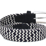 Cinta h35 con fibbia nikel satinato con intreccio elasticizzato nel colore bianco e blu INTRELABB 10 ROSSI 