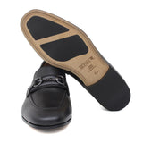 Mocassino con accessorio in vitello a pieno fiore color nero con fondo in cuoio antiscivolo 1556DIXN 94 ROSSI 