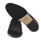 Mocassino donna con bandina in camoscio rasato testi di moro e fondo in cuoio 1/2 gomma D205CRIMOG 25 ROSSI 