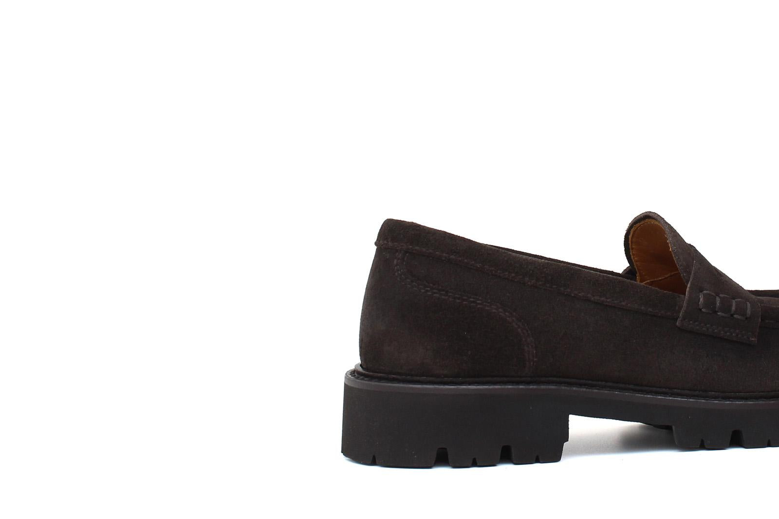 Mocassino donna stile ingegnere in suede testa di moro e fondo in gomma leggera D212HSMOD 11 ROSSI 