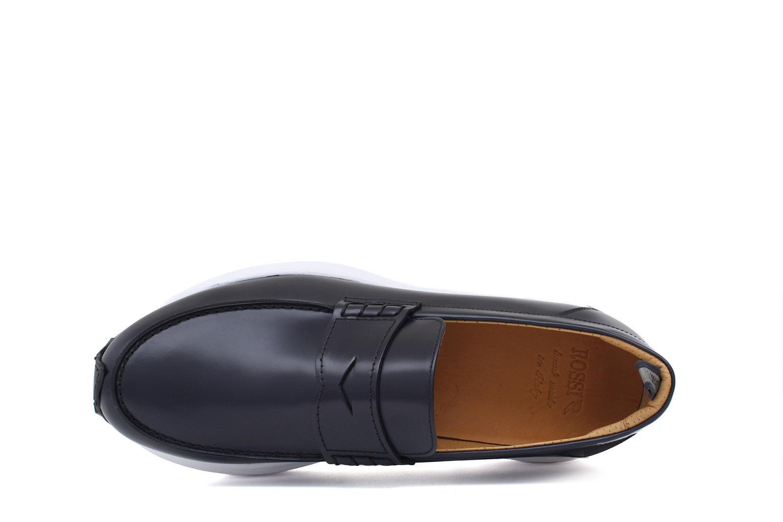 Mocassino sportivo in vitello spazzolato blu con fondo vibram leggero 277CB 20 ROSSI 