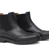 Stivaletto con elastico stile inglese in vitello a fiore nero  e fondo in gomma 166PGBN 994 ROSSI 