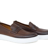 Slip on in vitello naturale marrone sfumato con fondo in gomma leggera 9688DCAS 354 ROSSI 