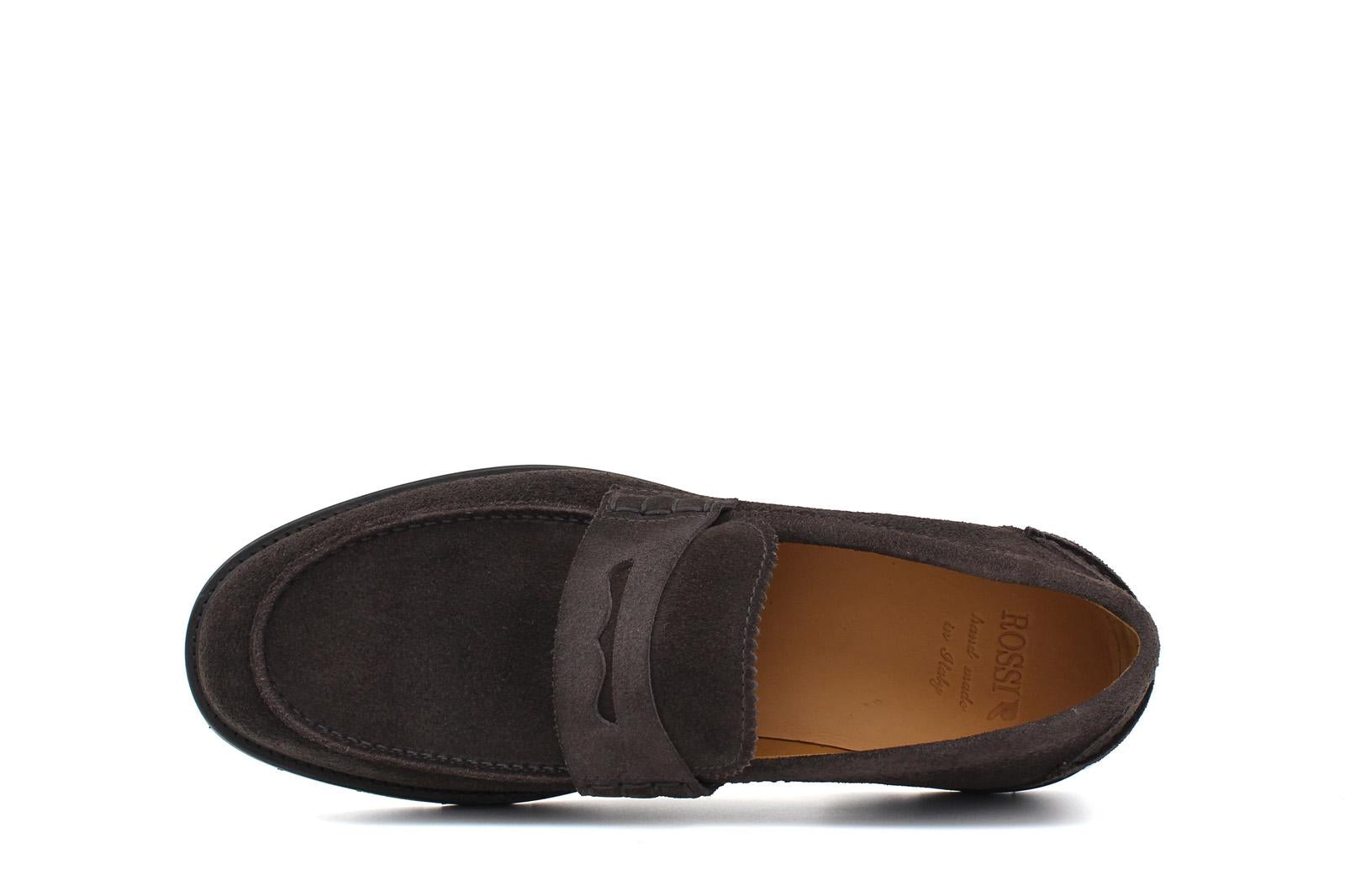 Mocassino college in suede testa di moro con fondo in gomma leggera 1552HSMO 190 ROSSI 