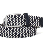 Cinta h35 con fibbia nikel satinato con intreccio elasticizzato nel colore bianco e blu INTRELABB 10 ROSSI 