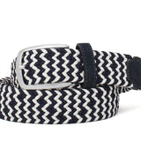 Cinta h35 con fibbia nikel satinato con intreccio elasticizzato nel colore bianco e blu INTRELABB 10 ROSSI 