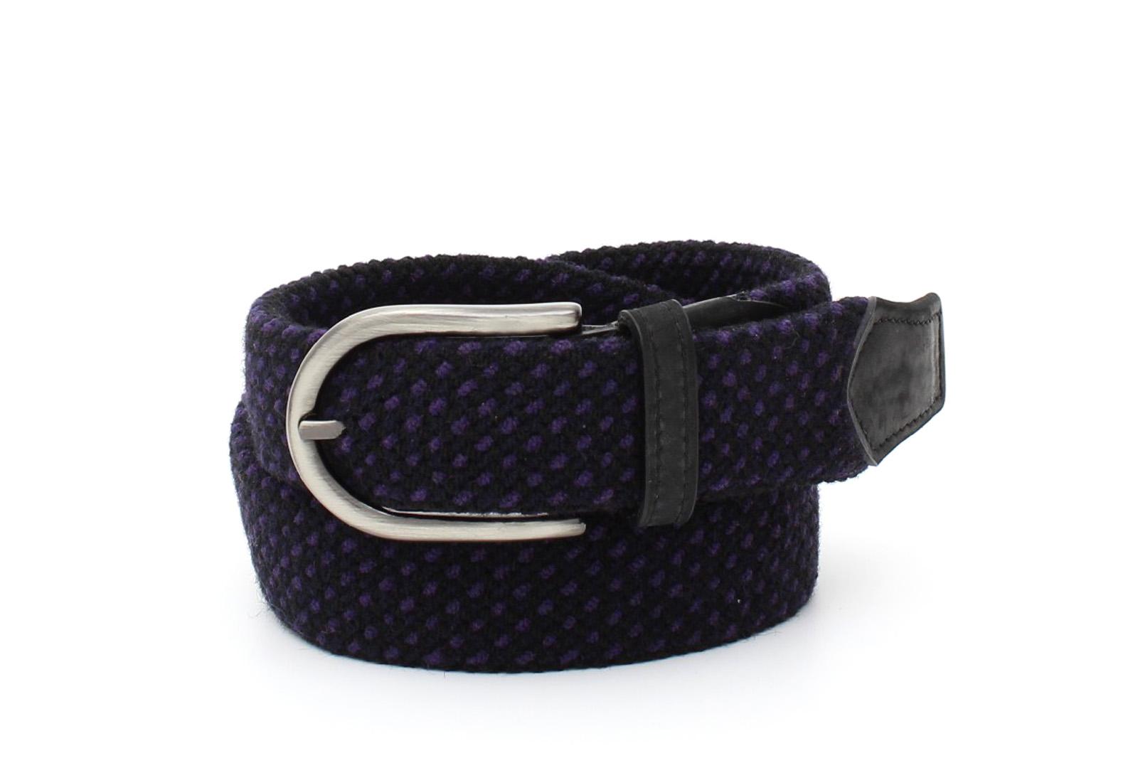 Cinta elasticizzata in lana colore base nero h35 con fibbia in canna di fucile spazzolato F0311CFNASLAN 79 ROSSI 