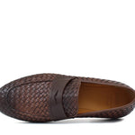 Mocassino in vitello intrecciato marrone sfumato, lavorazione a sacchetto e fondo in cuoio con antiscivolo 263VCCAS 1024 ROSSI 
