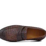Mocassino in vitello intrecciato marrone sfumato, lavorazione a sacchetto e fondo in cuoio con antiscivolo 263VCCAS 1024 ROSSI 