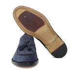 Mocassino in camoscio lavato navy  con fondo in cuoio antiscivolo lavato 1063VTZAF 14  UN ROSSI 