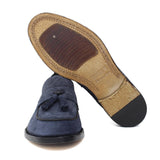 Mocassino in camoscio lavato navy  con fondo in cuoio antiscivolo lavato 1063VTZAF 14  UN ROSSI 