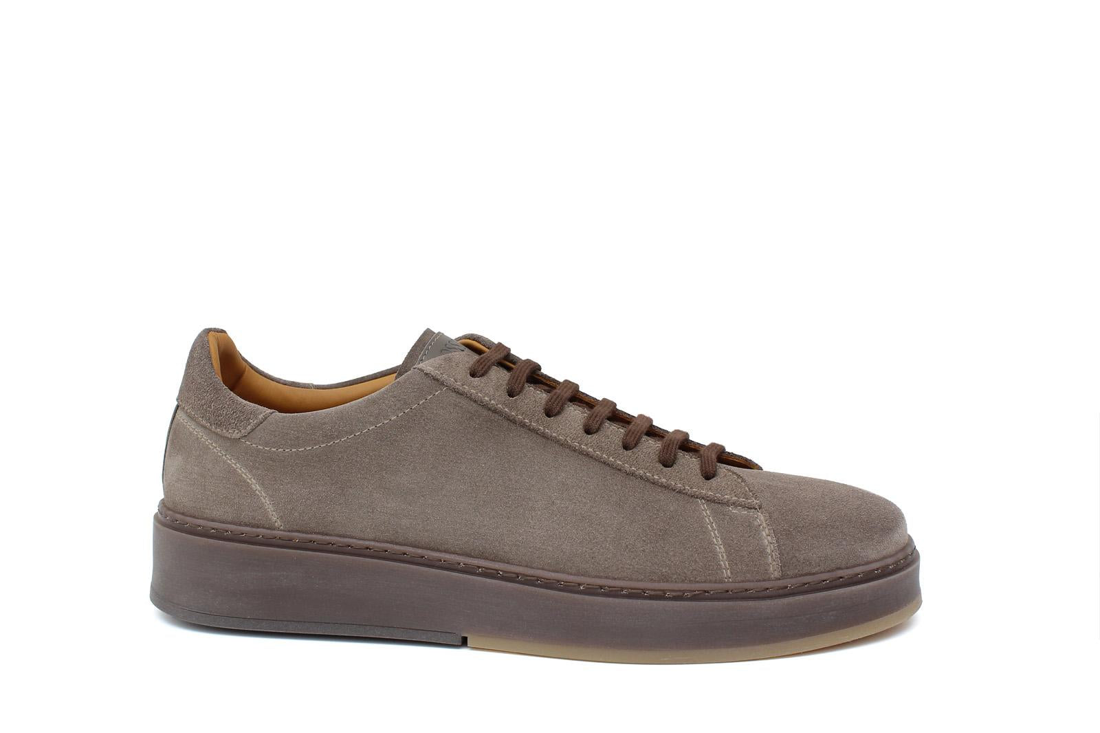 Sneaker stringata in suede fango con fondo in gomma tricolore 1043LHSBI 105 ROSSI 