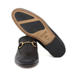 Mocassino con accessorio in vitellino intrecciato t. moro e fondo cuoio antiscivolo cucito 8690INTM 190 ROSSI 