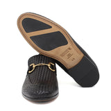 Mocassino con accessorio in vitellino intrecciato t. moro e fondo cuoio antiscivolo cucito 8690INTM 190 ROSSI 