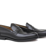Mocassino sfoderato in vitello spazzolato nero con fondo in cuoio antiscivolo cucito blake 6651CAN 139 ROSSI 