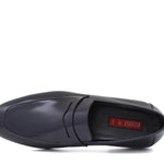 Mocassino in vitello spazzolato navy con fondo in cuoio 1464TBN 71 ROSSI 