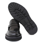 Mocassino stile ingegnere in vitello spazzolato semilucido nero e fondo gomma leggera 1223CLN 390 ROSSI 