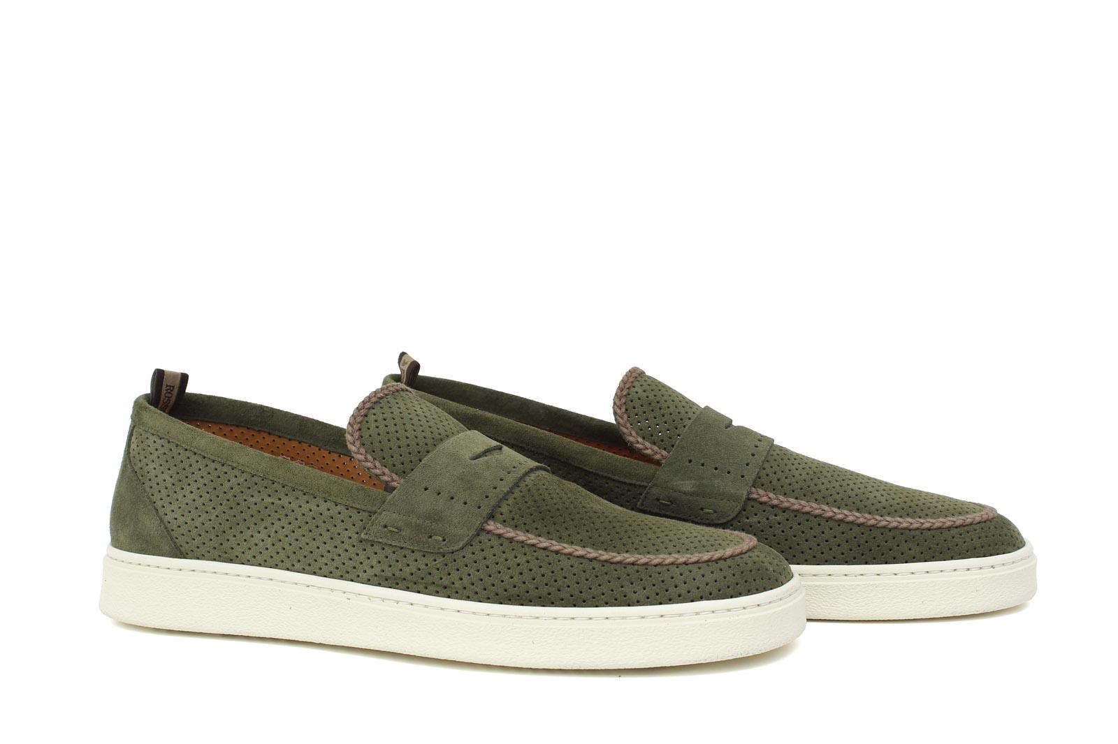 Slip on in camoscio traforata verdone con fondo in gomma 1055FLOG 160 ROSSI 